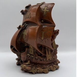 Vintage 1964 Universal Statuary Corp Nautical Sailing Ship Bookend Statue 105M